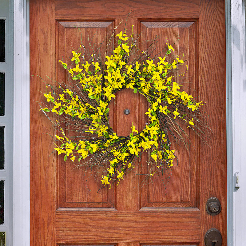 Faux Forsythia Silk 24'' Wreath