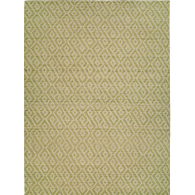 Wool Geometric Area Rug in Beige