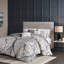 Full/queen Printed Bedroom With Solid Color Reverse And Decorative Pillows Multicolor Bedding Back