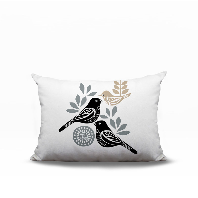 Oreiller rectangulaire réversible intérieur / extérieur Della Bird, Gris, Rectangle H 18 po x l 25 po