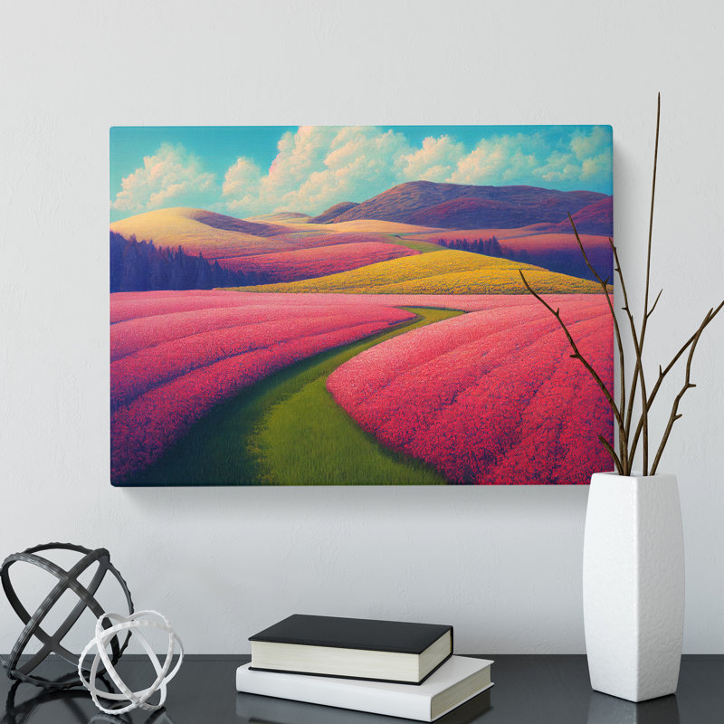 Pretty Spring Meadow Landscape Vol.4 - Wrapped Canvas, 50cm H x 76cm W x 3cm D