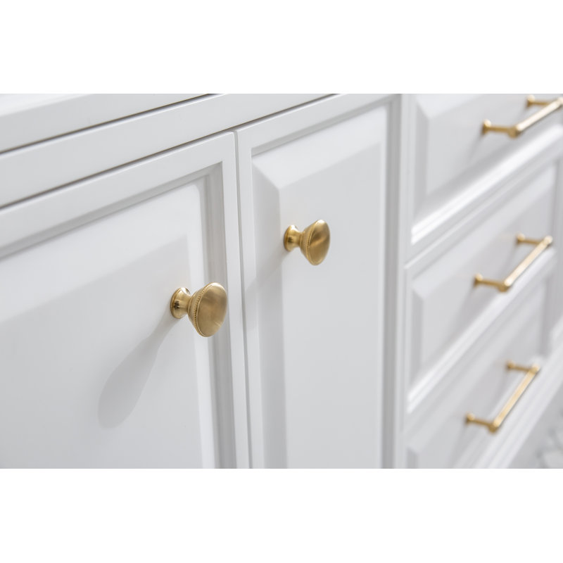 Palace 72'' W Double Vanity, Pure White, Satin Brass