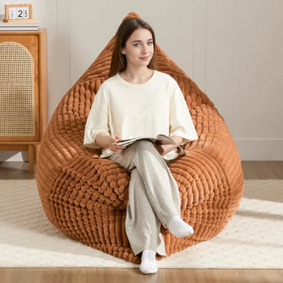 3-in-1 Compression Corduroy Giant Bean Bag Chair Convertible Floor Pillow Machine Washable Cover Bean Bag Sofa