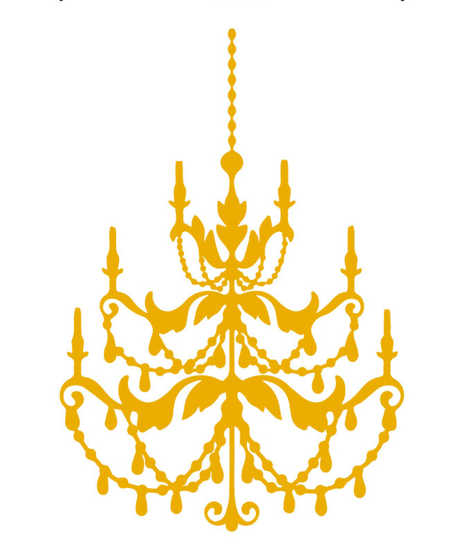 Décalcomanie murale lustre française, Jaune signalisation, H 24 po x l 16 po x P 0,01 po