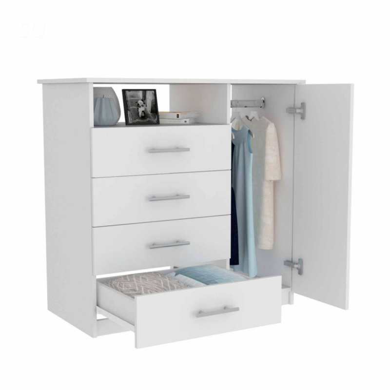 Montauk 5Shelf Wall Mounted Shoe Cabinet with Mirror Door Wengue