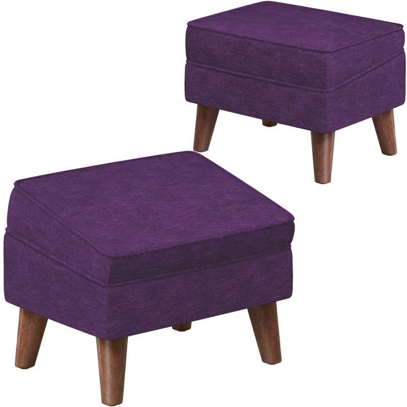 15.75" Wide Rectangle Storage Ottoman Stool, Entryway Ottoman Chairs,Footstools, Purple 