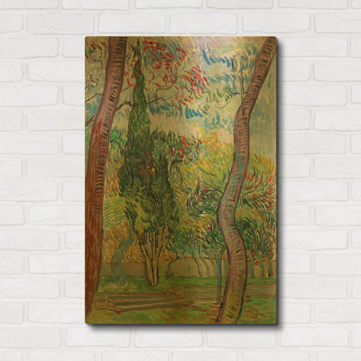 «Parc De L» par Vincent Van Gogh, art mural en métal doré, 24 po x 36 po