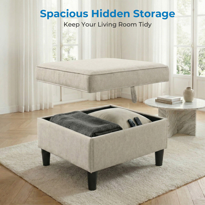 6 Seater Corduroy Sofa, Beige