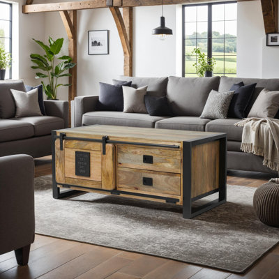Everard Solid Wood Coffee Table with Storage