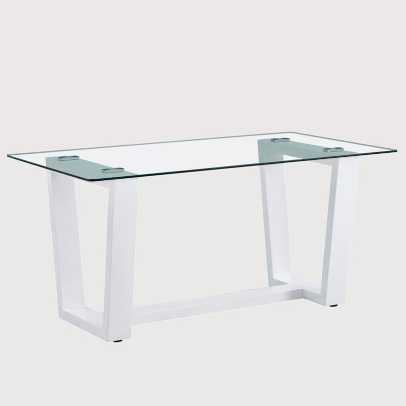 Glass Top Dining Table, White