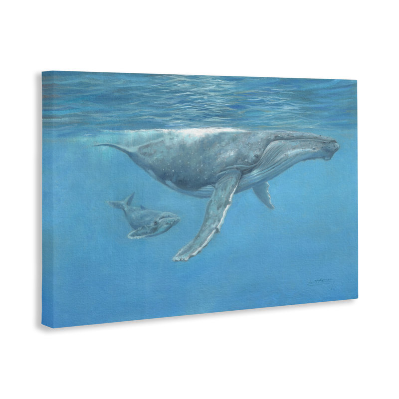 Toile sous-marine à baleine à bosse, conception de David Stribble, H 24 po x l 36 po