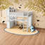 Lit mezzanine spacieux en pin avec rangement, conception multifonctionnelle blanche moderne pour les enfants