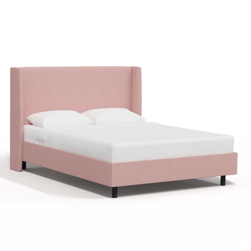 Anouschka Upholstered Wingback Bed, Twin, Linen Blush