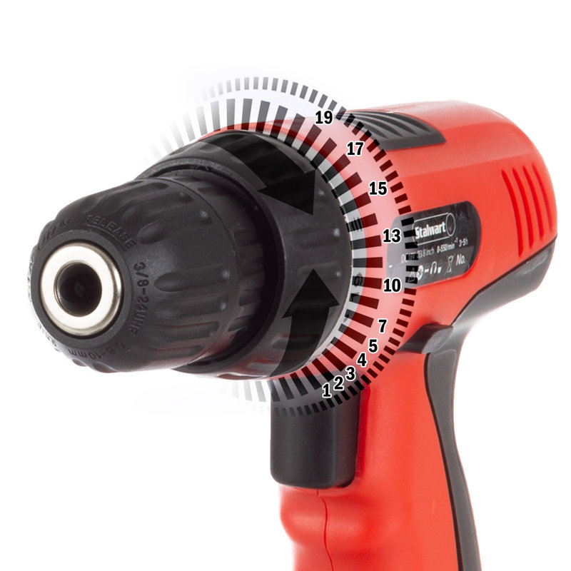 Ensemble de perceuse sans fil 18 V - Ensemble d'outils 78 pièces avec mèches, douilles, embouts de tournevis, lampe de poche, pile rechargeable et boîte à outils par Stalwart (rouge)
