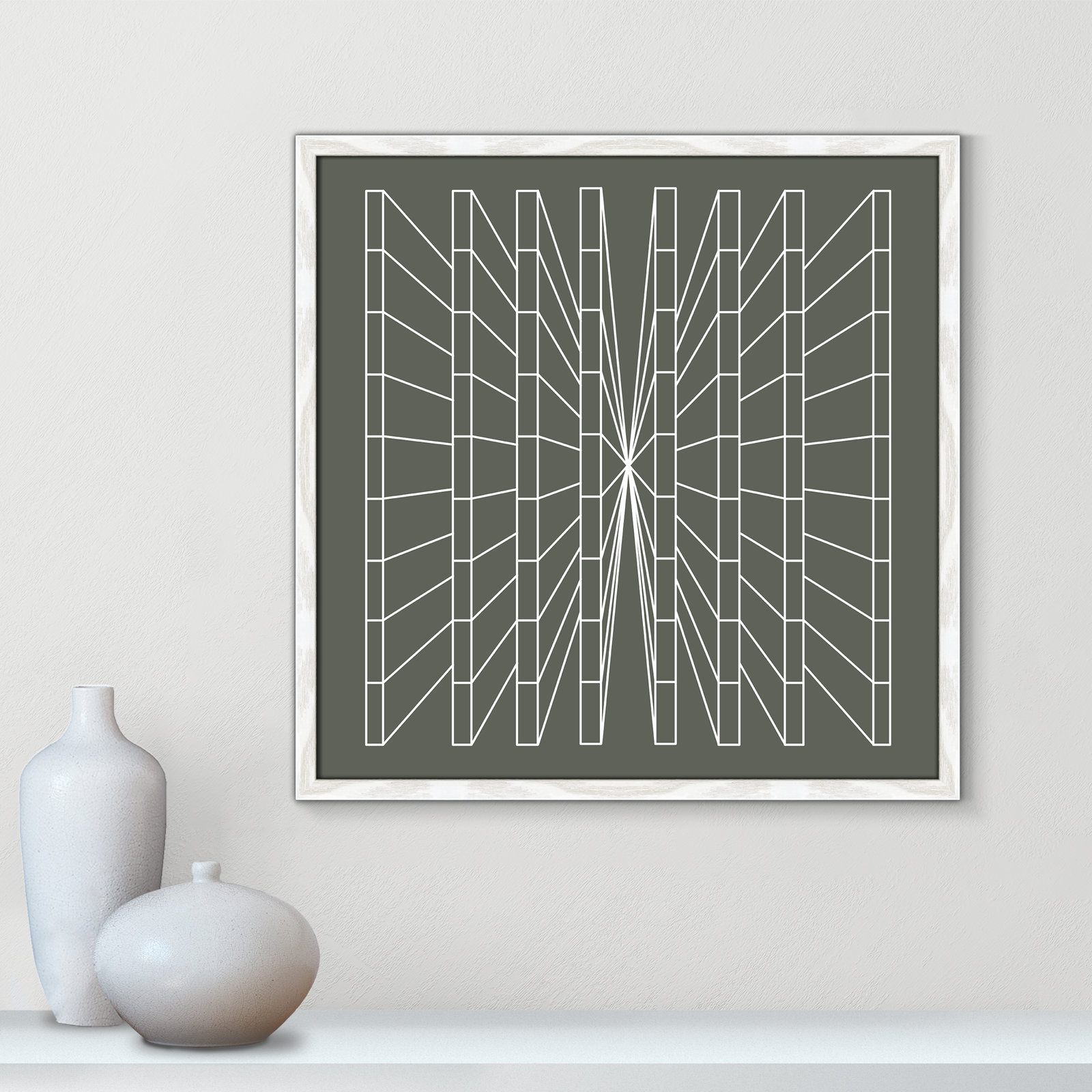 Olive Perspective by Sandi Hauanio, 23.5" H x 23.5" W x 0.75" D, White Wood Grain