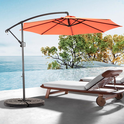Parasol de marché suspendu de 10 pi avec réglage facile de l'inclinaison, abat-jour en polyester, 8 nervures pour la cour arrière (bord de la piscine) (sans base) Best Choice Products