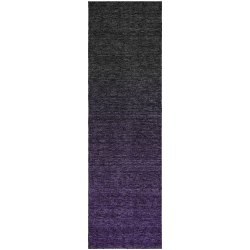 Tapis aubergine de qualité supérieure lavable à la machine Prisco, Tapis de couloir 2 pi 3 po x 7 pi 6 po