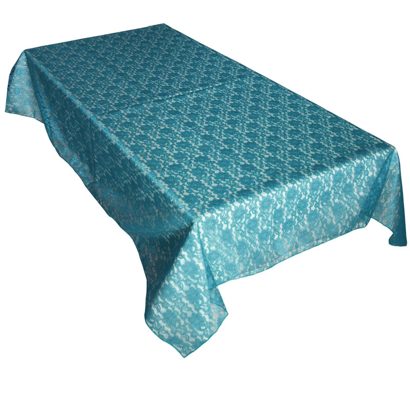 Floral Lace Overlay, 76" x 58", Teal