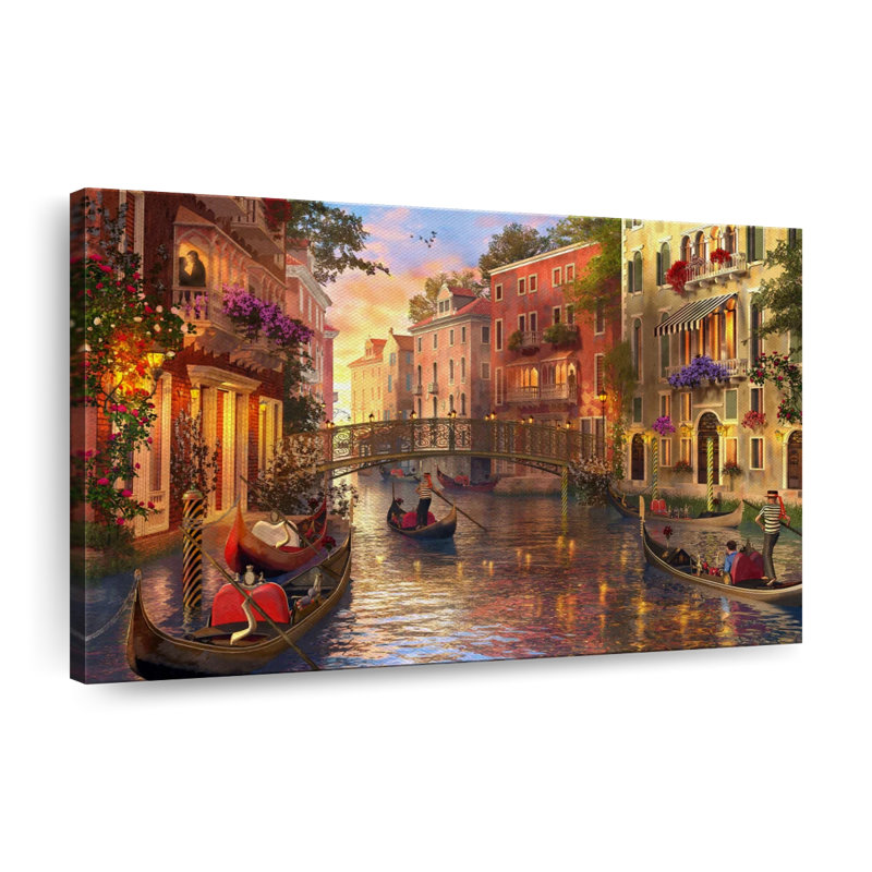 «Romantic Sunset In Venice», reproduction sur toile, H 8 po x l 12 po x P 1 po