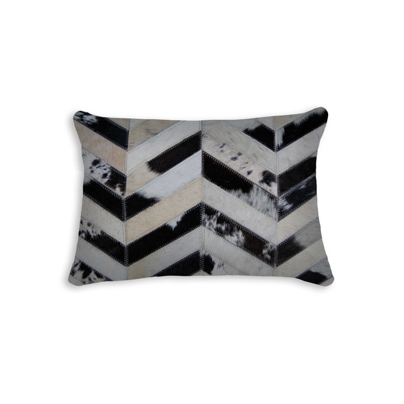 12" x 20" Chevron Cowhide Throw Pillow, Tricolor Chevron