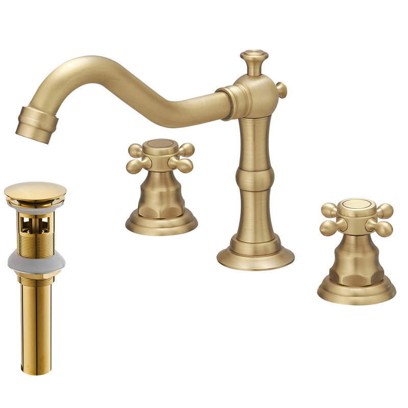2-handle Bathroom Faucet with Drain Assembly, Antique Brass