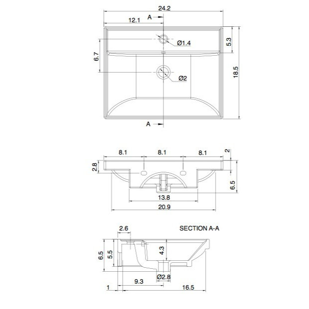 Scarabeo By Nameeks ML 18.5'' White/Chrome Ceramic Rectangular Bathroom Sink with Overflow