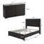  Ensemble de chambre avec grand lit 2 pièces, lit plateforme et commode 6 tiroirs Farmhouse, noir-179207649-179207652