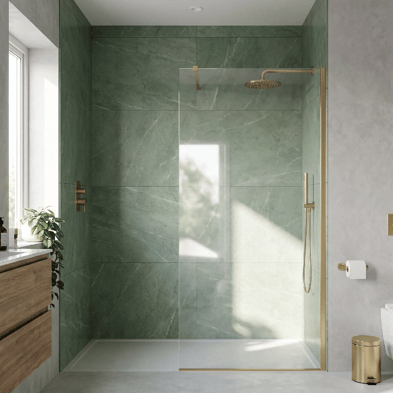 nuie 760mm Brushed Brass Wetroom Screen