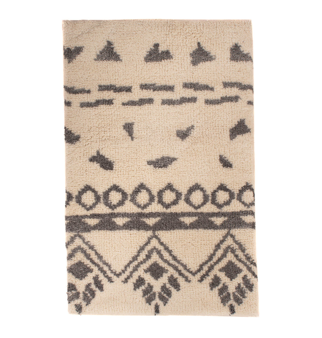 Handgefertigter Teppich Sweetgrove aus Wolle in Beige/Grau