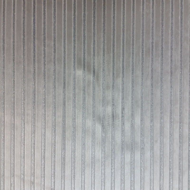 Flash Fabric | Metallic Stripe Velvet Fabric | Drapery & Curtain Fabric and Upholstery Fabric, White