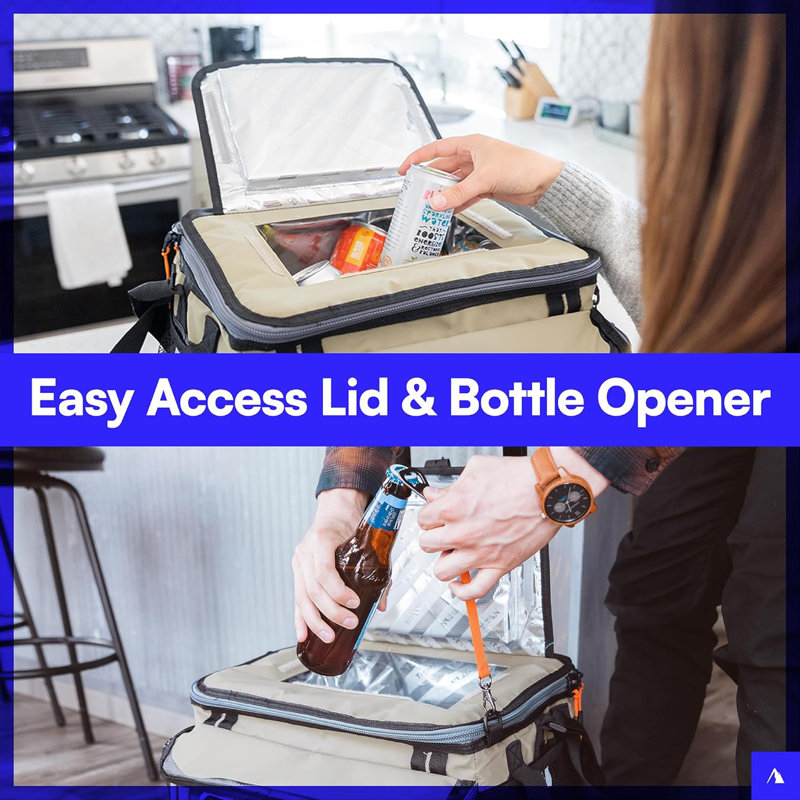 60 (50+10) Can Wheeled Cooler - Collapsible Rolling Cooler with Wheels and All-Terrain Cart