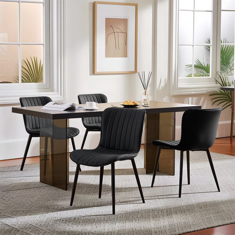 Chaises de salle à manger modernes, chaises d'appoint en cuir avec structure en métal robuste et pieds antidérapants pour la cuisine et le restaurant