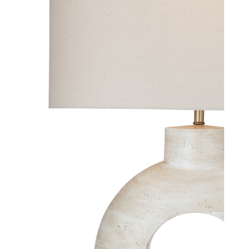 Kent Stone Base Table Lamp with Beige Linen Rectangular Shade, Modern