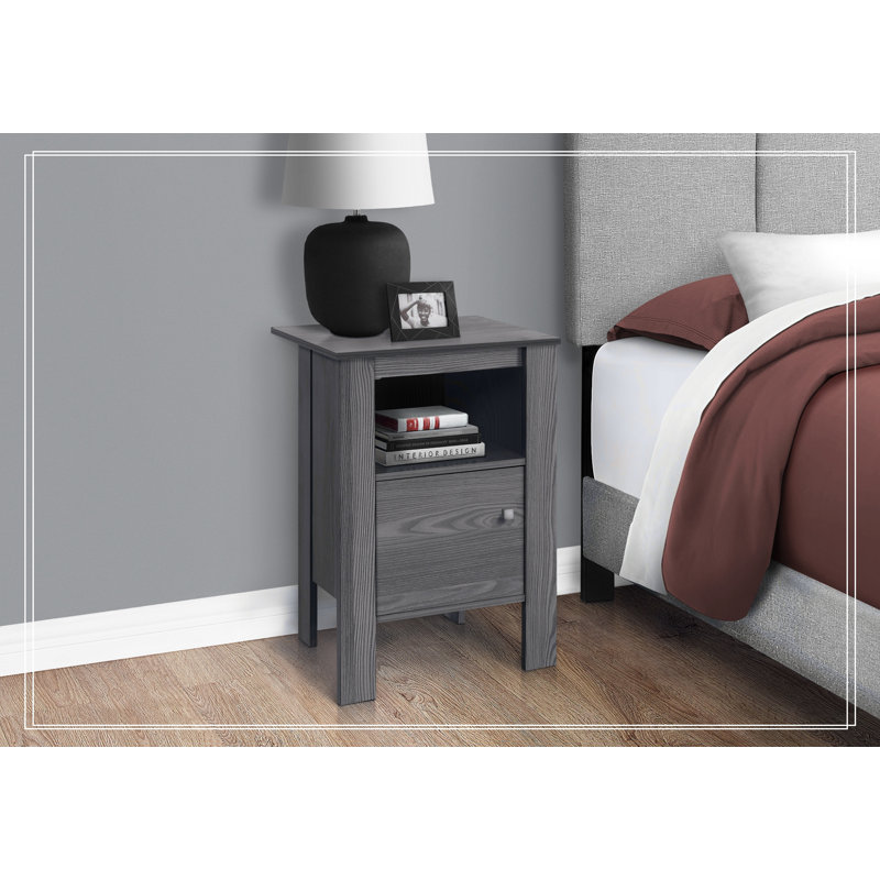 Accent Table, Side, End, Nightstand, Lamp, Storage, Living Room, Bedroom, Laminate, Transitional, Gray