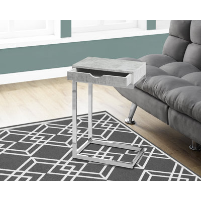 Accent Table, C-shaped, End, Side, Snack, Storage Drawer, Living Room, Bedroom, Metal, Laminate, Contemporary, Modern