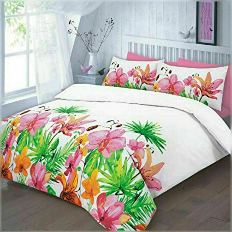 Galaviz Floral Duvet Cover Set with Pillowcases, Purple, King Duvet Cover + 2 Standard Pillowcases