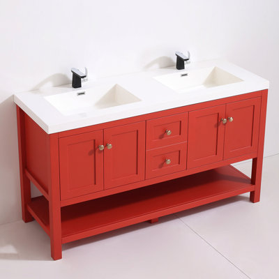 Mckinsey 62'' Double Bathroom Vanity with Resin Top