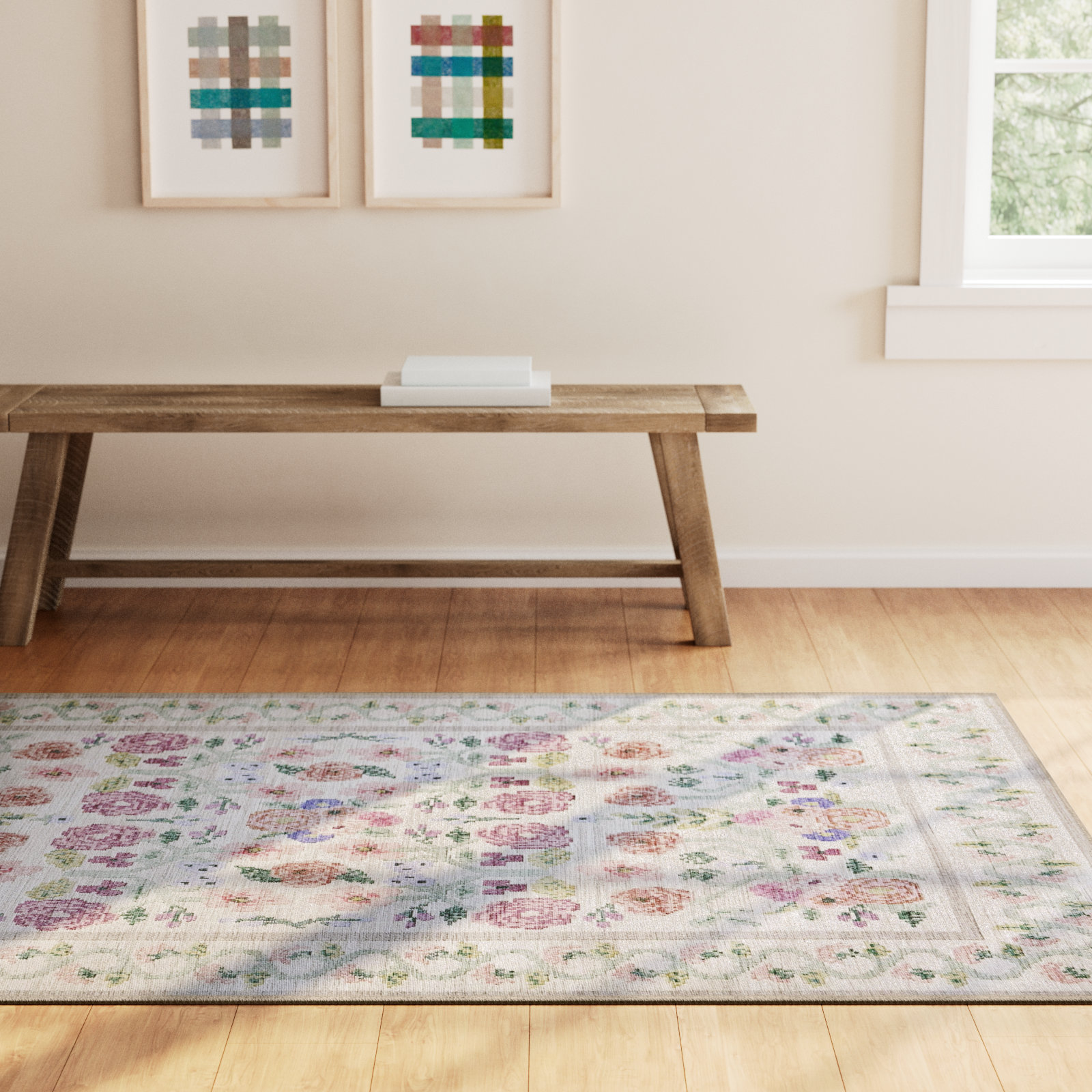 Rosa Rifle Paper Co. x Loloi Ivory Area Rug, Rectangle 7'6" x 9'6"