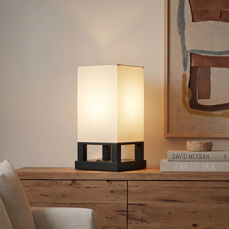 Lampe de chevet moderne de 14 po avec abat-jour carré Maxwell