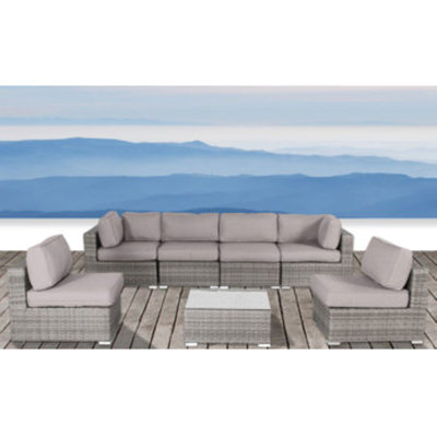 Ensemble de conversation pour 6 personnes avec coussins Euporie Wicker