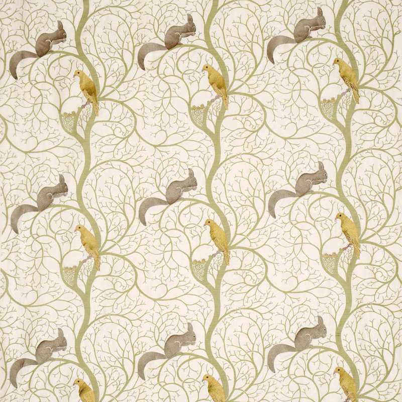 Squirrel & Dove Fabric, Sage/Neutral