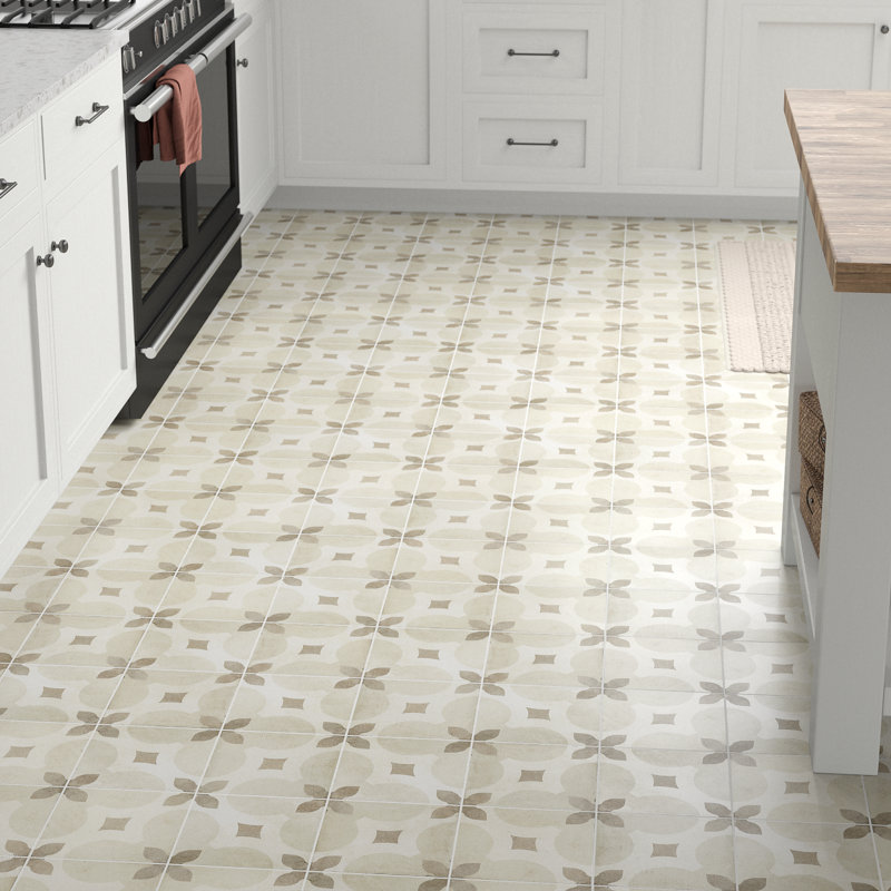 Encausto 8" x 8" Porcelain Wall & Floor Tile, Warm Fiore