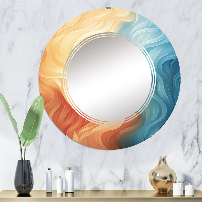Kophinou - Miroir mural moderne rond, 32 po x 32 po