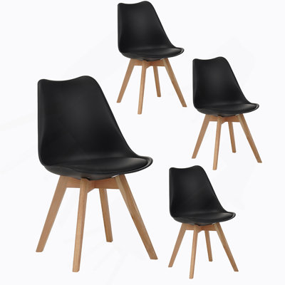 Ensemble de quatre chaises de salle à manger avec pieds en bois pour la cuisine et la salle à manger