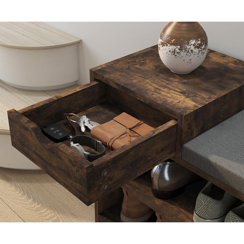 5 Pair Shoe Storage Bench, Brown