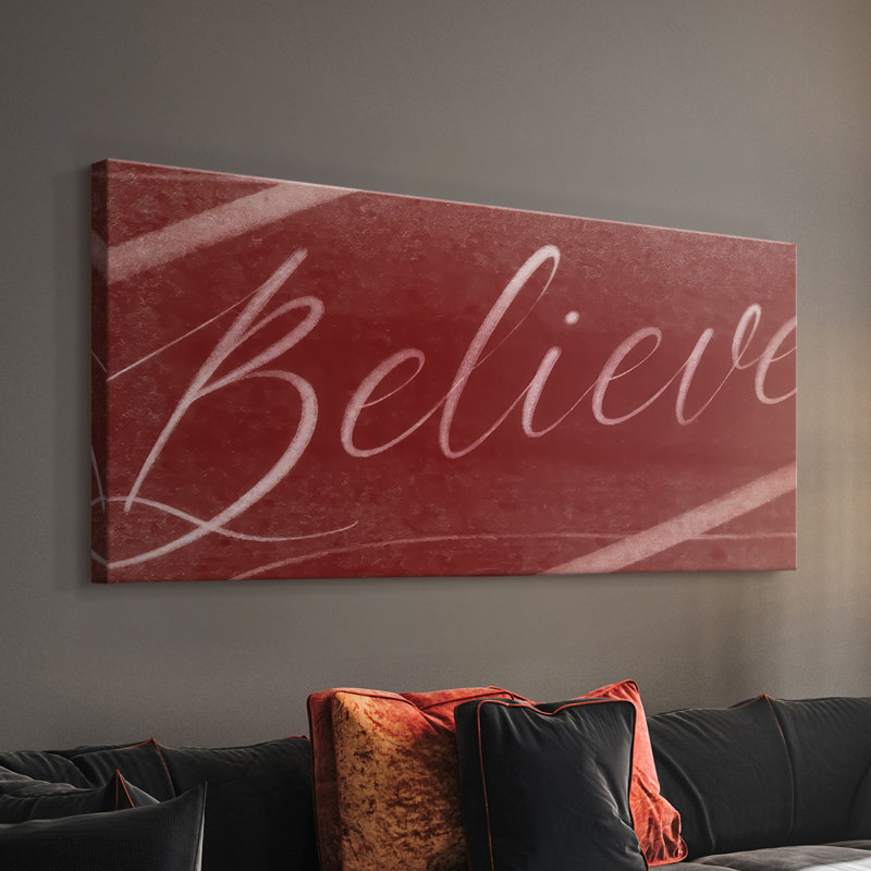 Believe - Toile tendue avec châssis - Prêt à accrocher, 16" H x 32" W