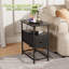 Modern Side Table With Drawer, Open Shelf, USB & Type-C Charging Ports, EU Socket, 30 × 60 × 62 cm-432652013