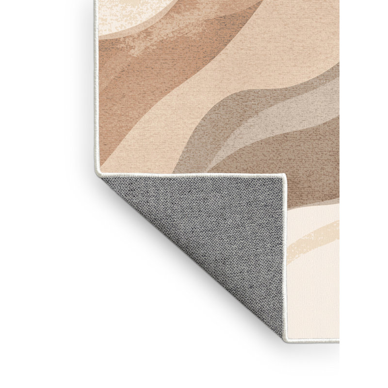 Tapis ombré beige à motifs lavables à la machine, 3 X 5