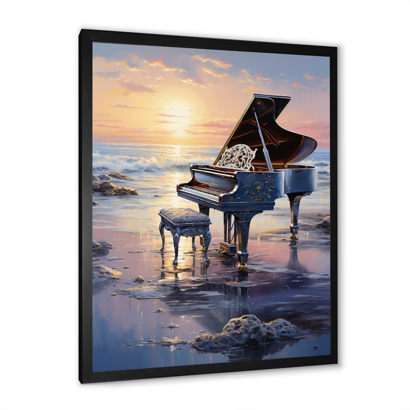 Piano Oceans Orchester II, H 20 po x l 12 po x P 1 po, Cadre simple noir