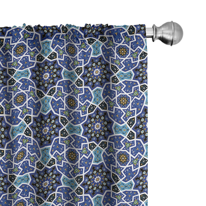 Moroccan Geometric Semi-Sheer Rod Pocket Sliding Panel, 28" x 63"